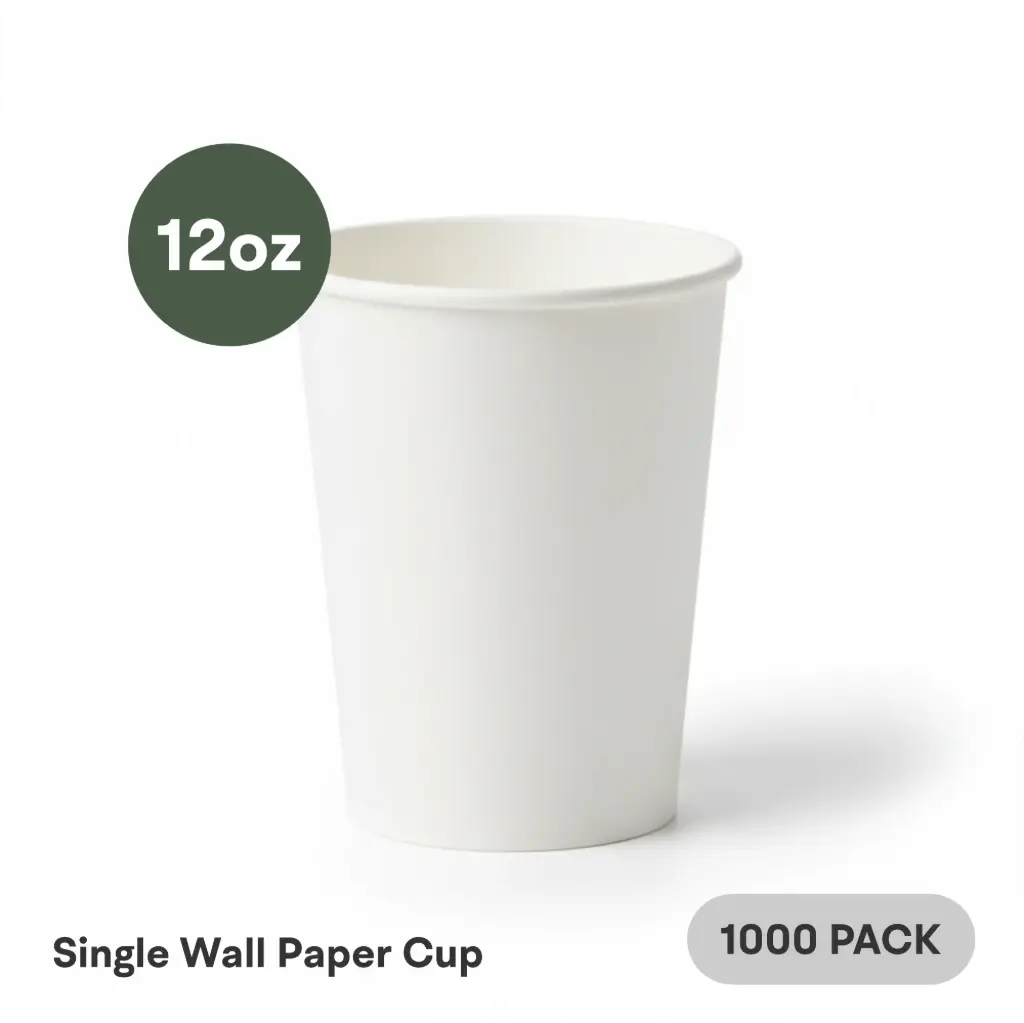 [SW-12-WH] 12 OZ Paper Cup Single Wall (360 ML) (White) [1000 per case] Plain Disposable