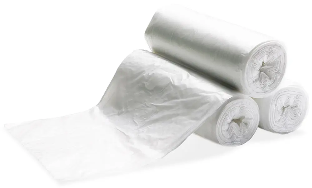 [BG-24-WH] 24" x 24" 8 Mic Can Liner (Clear) [1000 pack 20 Rolls x 50 Bags] Heavy Duty 10 Gallons High Density Poly Ethylene 