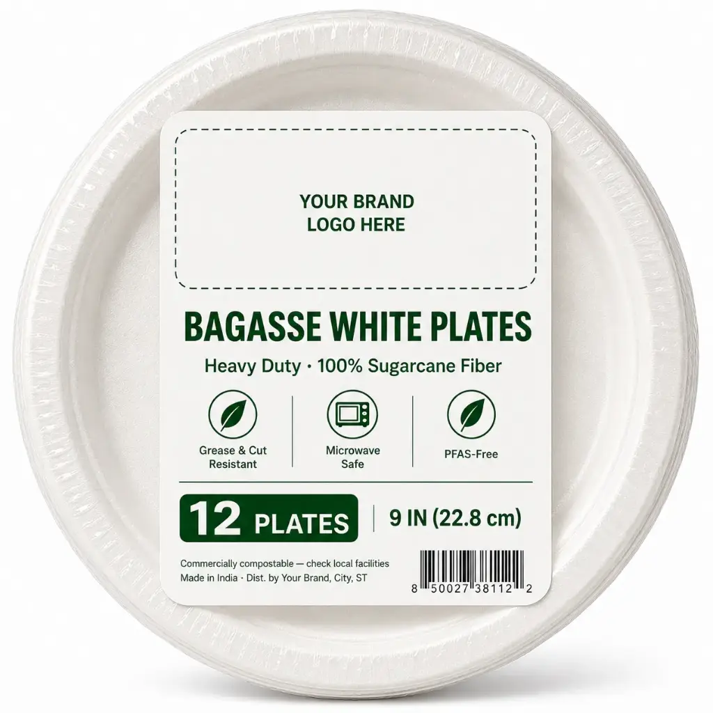 Eco-friendly Round Plate 9", 12-ct per pack | 36 Packs/Case