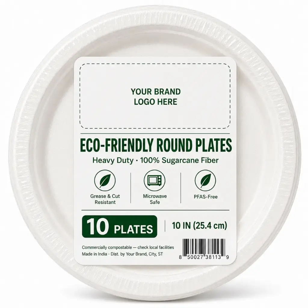 Eco-friendly Round Plate 10", 10-ct per pack | 36 Packs/Case