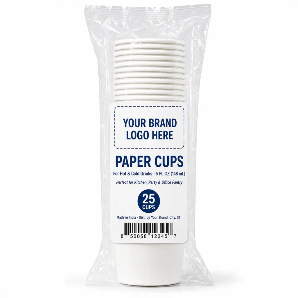 5 oz Plain Paper Cups, 25-Count - Single Wall Disposable