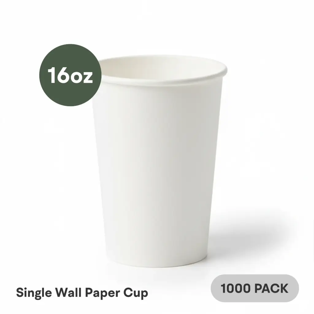 [SW-16-WH] 16 OZ Paper Cup Single Wall (480 ML) (White) [1000 per case] Plain Disposable