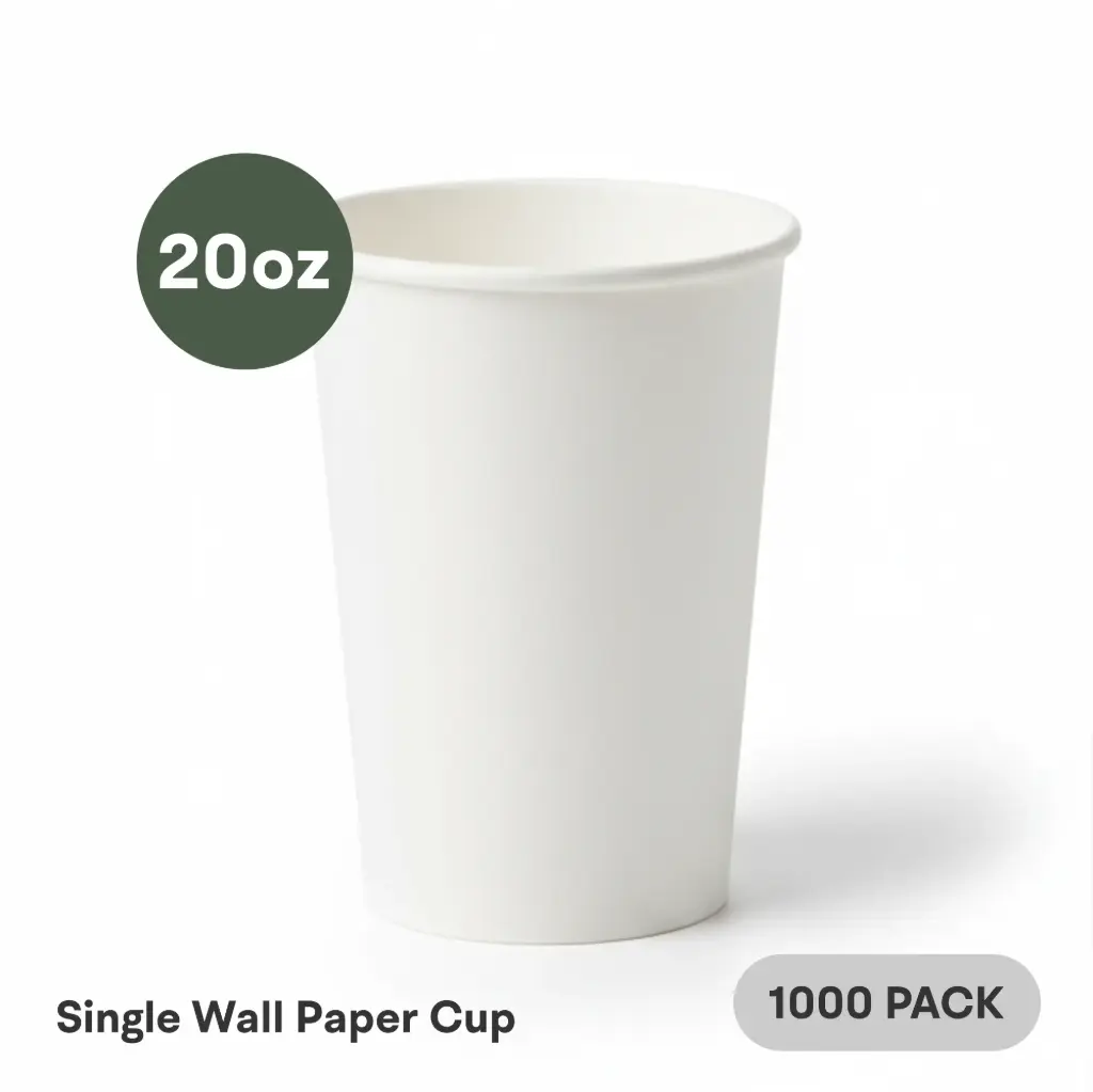 [SW-20-WH] 20 OZ Paper Cup Single Wall (600 ML) (White) [1000 per case] Plain Disposable