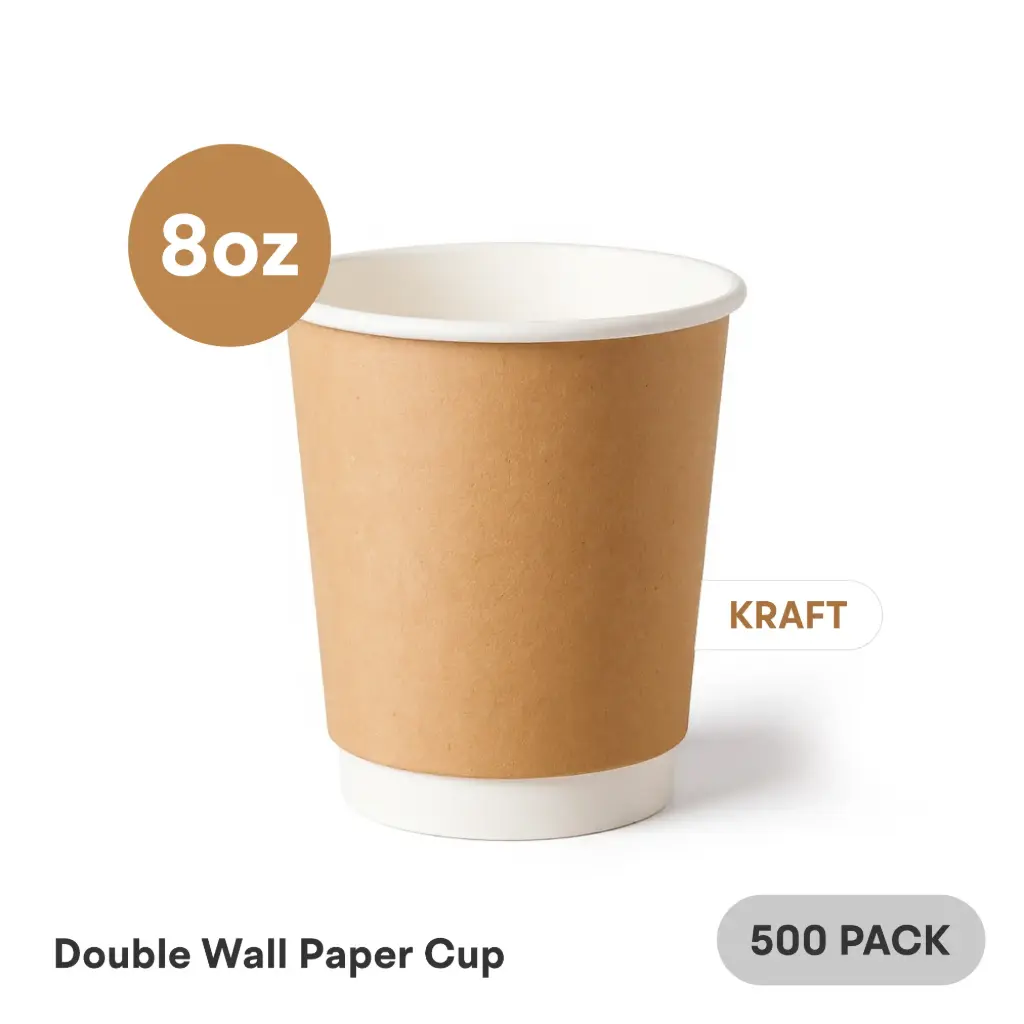 [DW-08-KR] 8 OZ Paper Cup Double Wall (240 ML) (Kraft) [500 per case] Plain Disposable