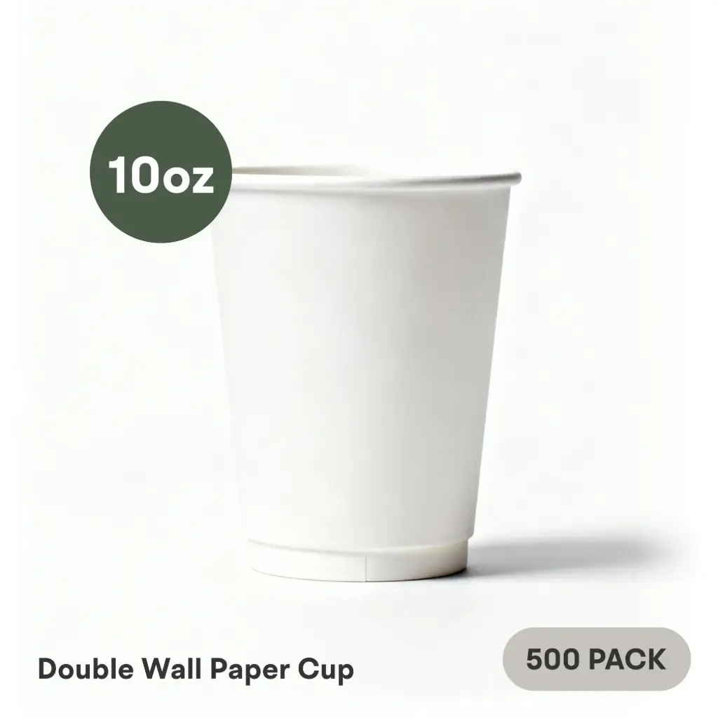 [DW-10-WH] 10 OZ Paper Cup Double Wall (300 ML) (White) [500 per case] Plain Disposable