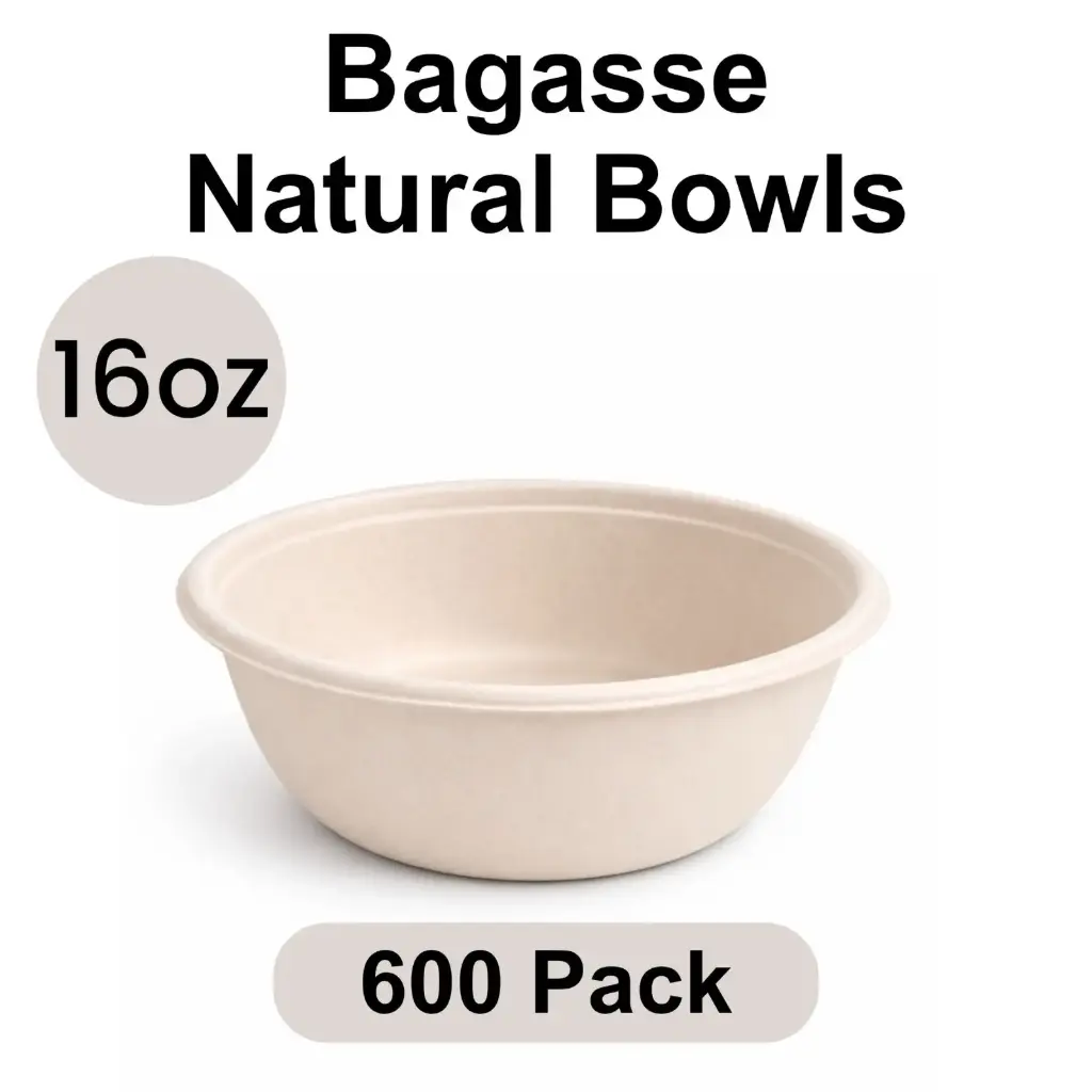 16 Oz Bowl Round Natural (500 ml) [600 pack] Bagasse