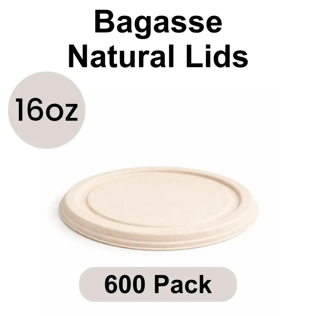 Lid for 16 Oz Bowl Round Natural (500 ml) [600 pack] Bagasse