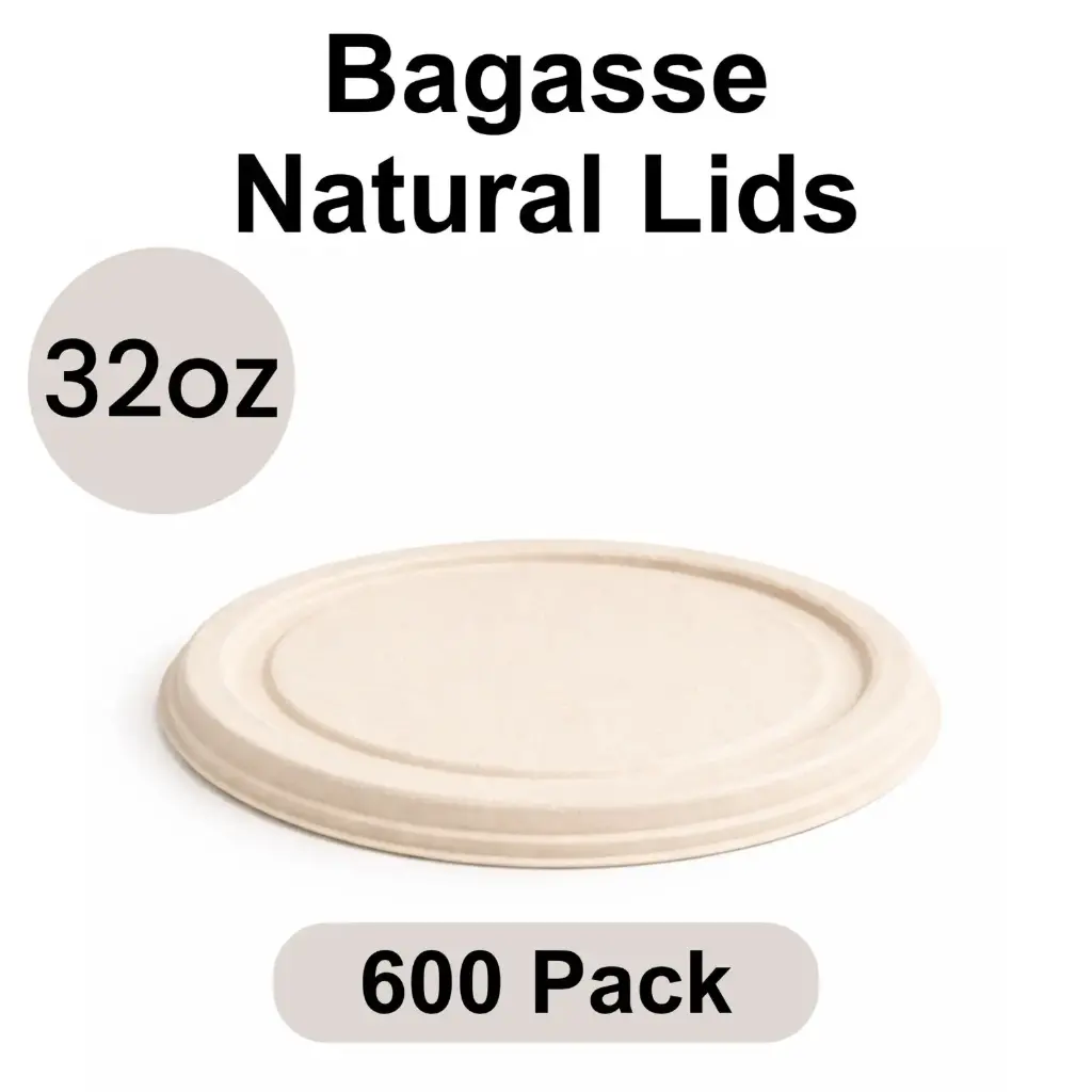 Lid for 32 Oz Bowl Round Natural (1000 ml) [600 pack] Bagasse