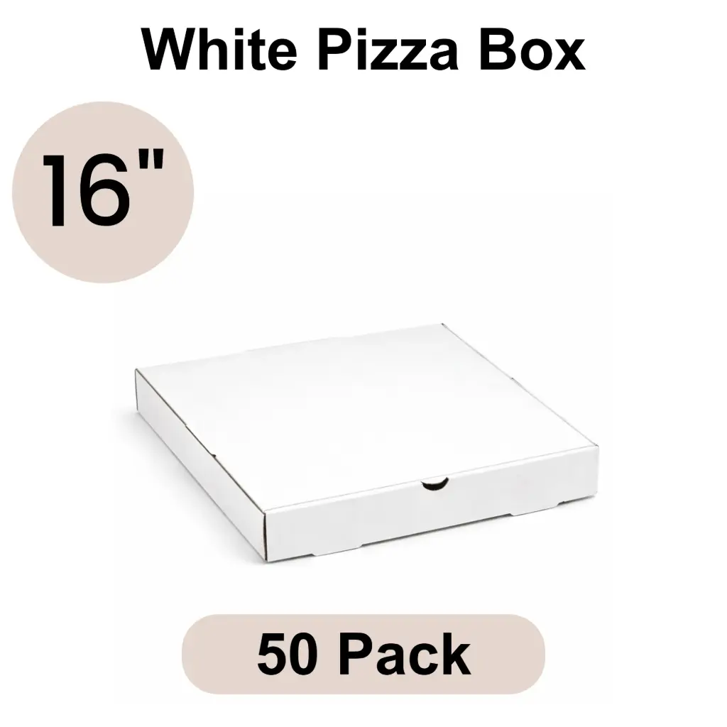 [PZB-16-1] 16" Printed White Pizza Box 3-ply B-Flute 50pk