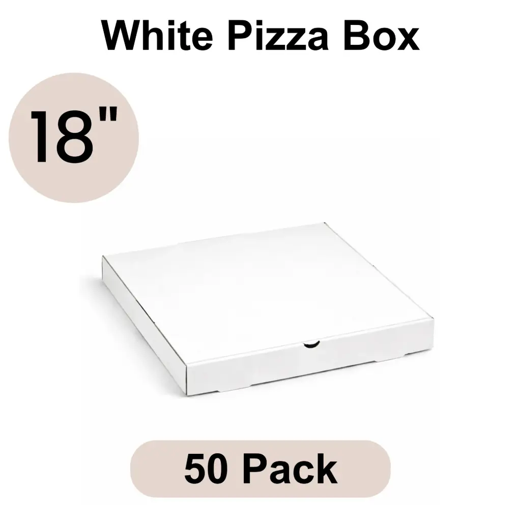 [PZB-18-1] 18" Printed White Pizza Box 3-ply B-Flute 50pk