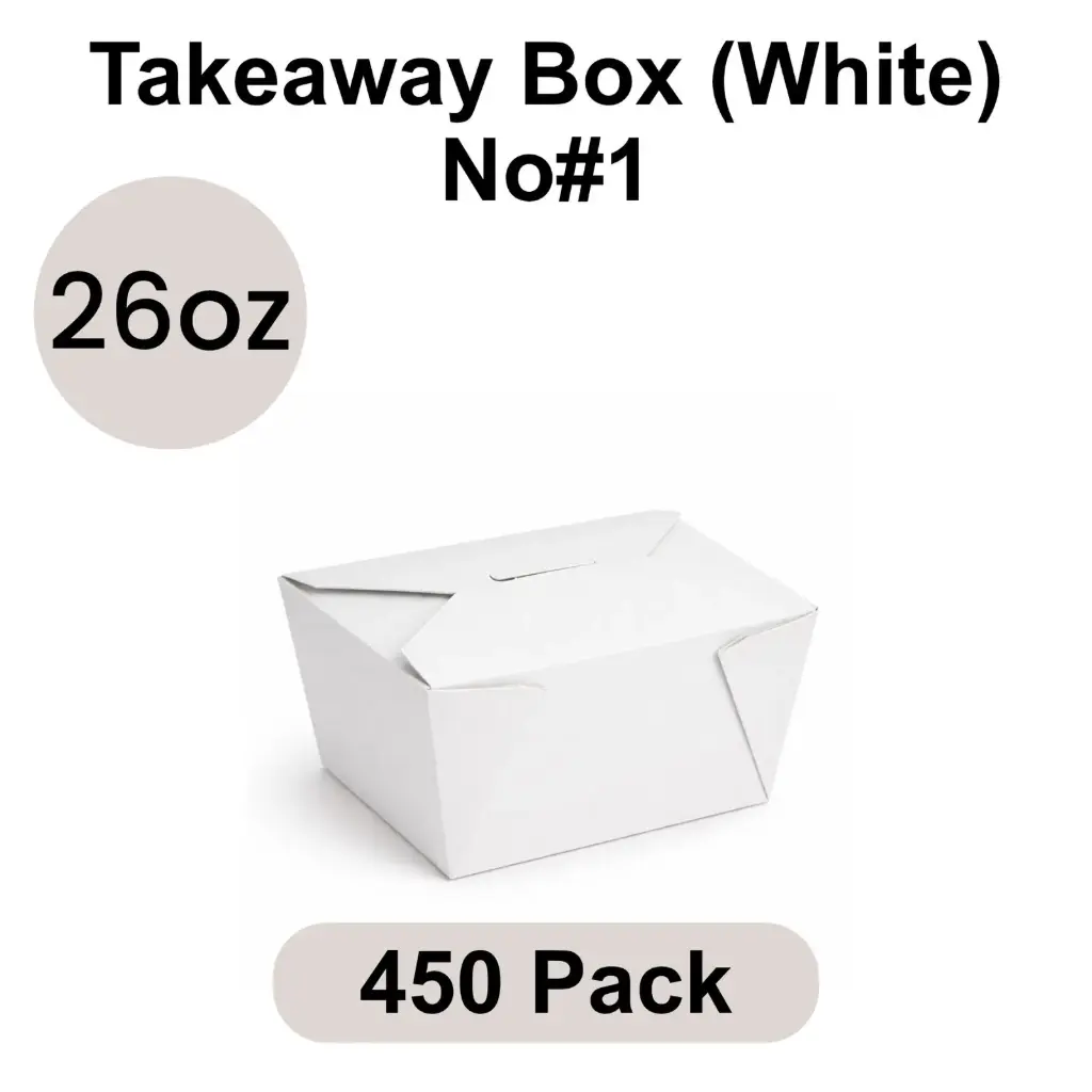 [FB-26-WH] NO#1 26 OZ Food Box Container (750 ML) (White) [450 per case]