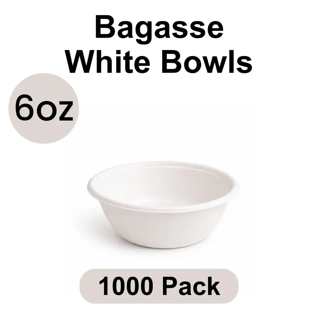 6 Oz Bowl White (180 ml) [1000 pack] Bagasse