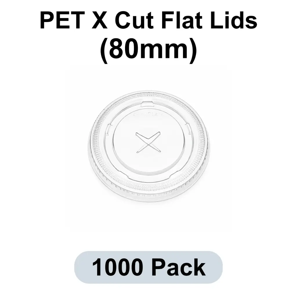 [GL-80-FL] 80mm X-cut Flat Lid Clear 1000pk