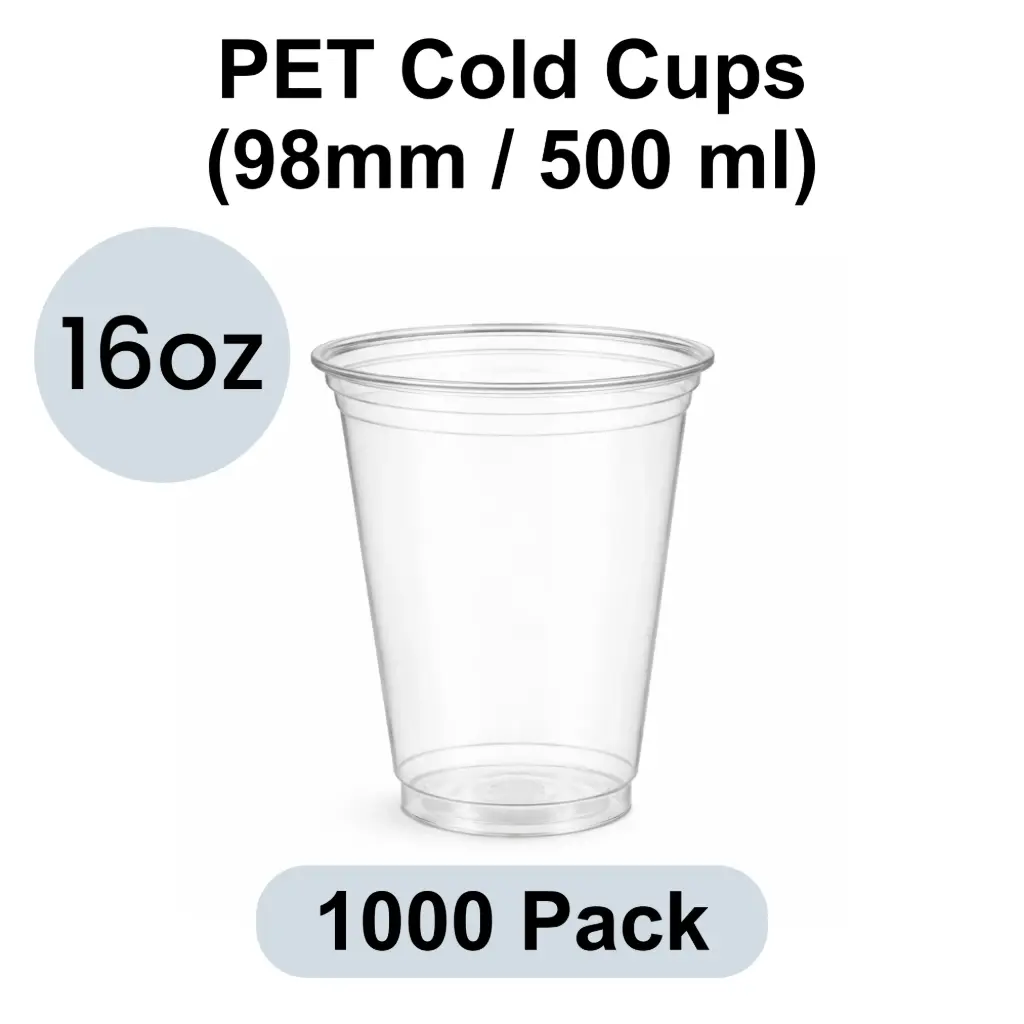 [PG-98-16] 98mm PET Cold Cup 16oz (500ml) Clear 1000pk