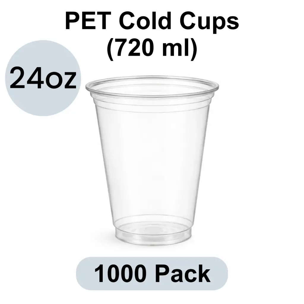 98mm PET Cold Cup 24oz (720ml) Clear 1000pk