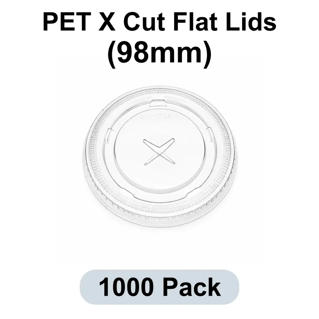 [GL-98-FL] 98mm X-cut Flat Lid Clear 1000pk