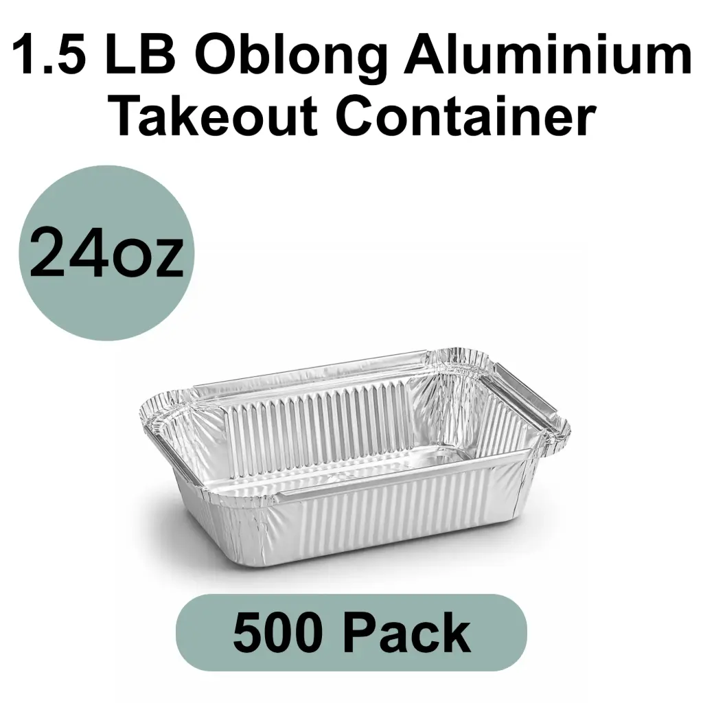 1.5 LB 24oz Oblong Aluminum Takeout Container 500pk