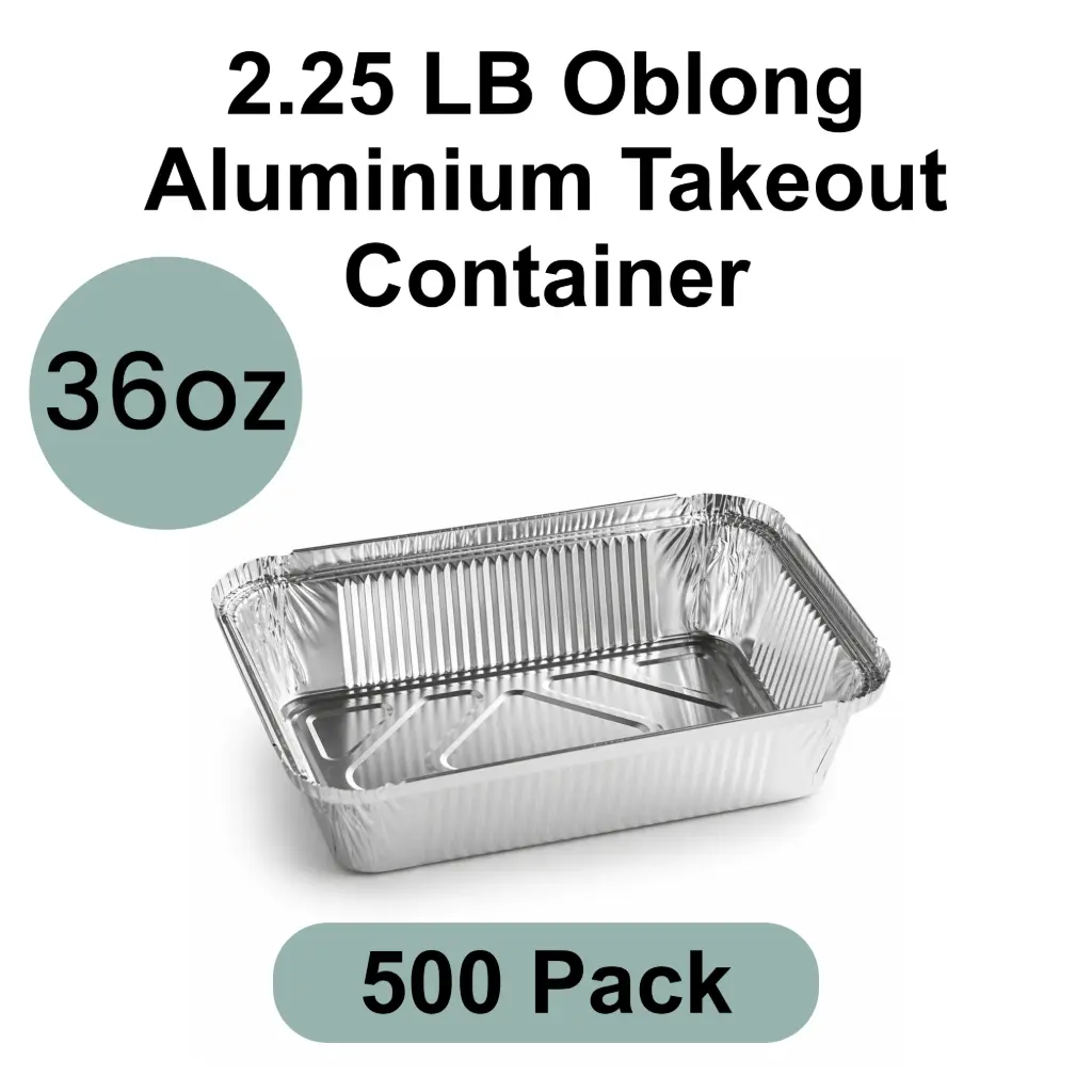 2.25 LB 36oz Oblong Aluminum Takeout Container 500pk