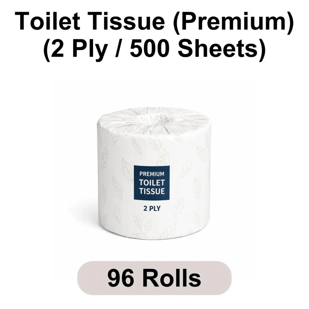 Toilet Tissue (Premium) [96 rolls] Virgin Paper 500 Sheets Per Roll 2 ply 3.94" x 3.5" Individually Wrapped