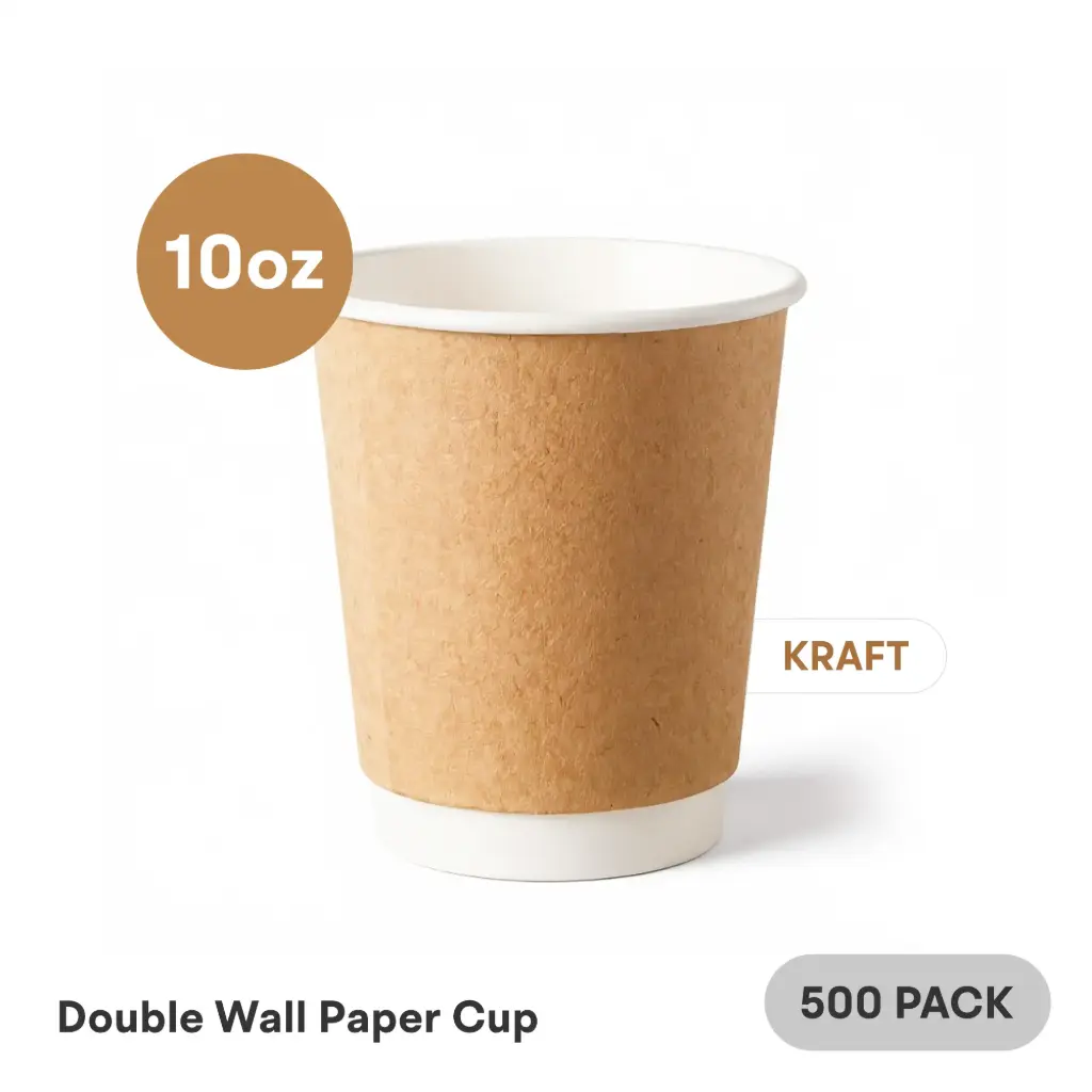 [DW-10-KR] 10 OZ Paper Cup Double Wall (300 ML) (Kraft) [500 per case] Plain Disposable
