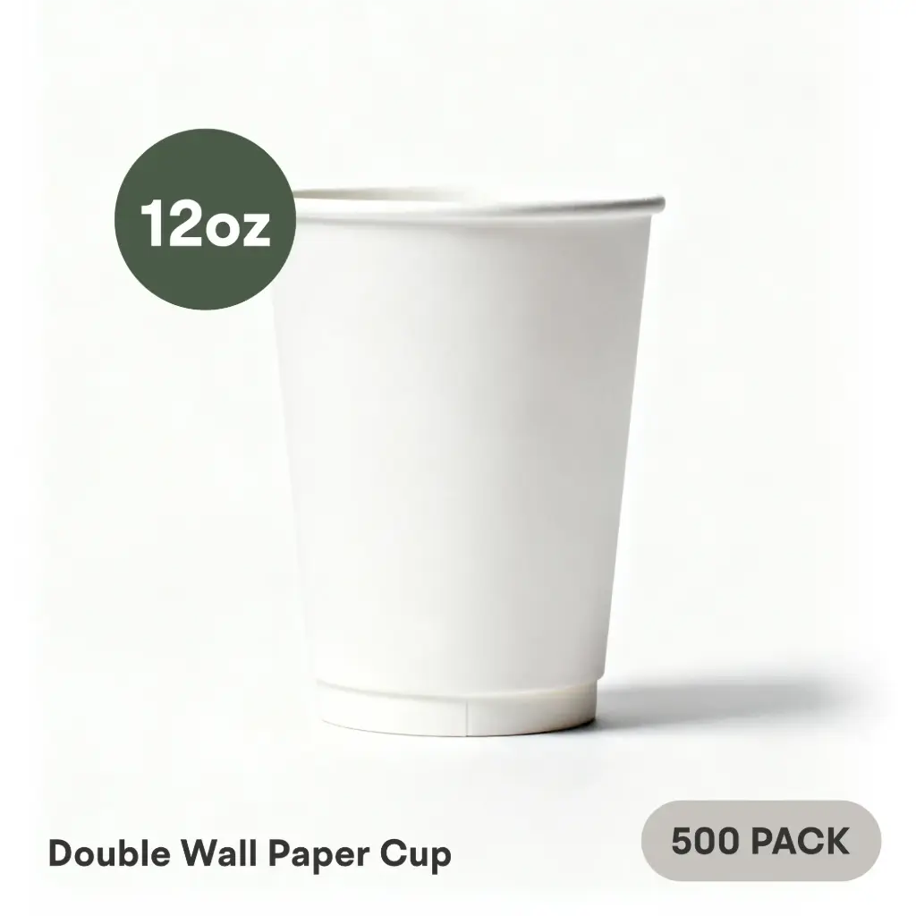 [DW-12-WH] 12 OZ Paper Cup Double Wall (360 ML) (White) [500 per case] Plain Disposable