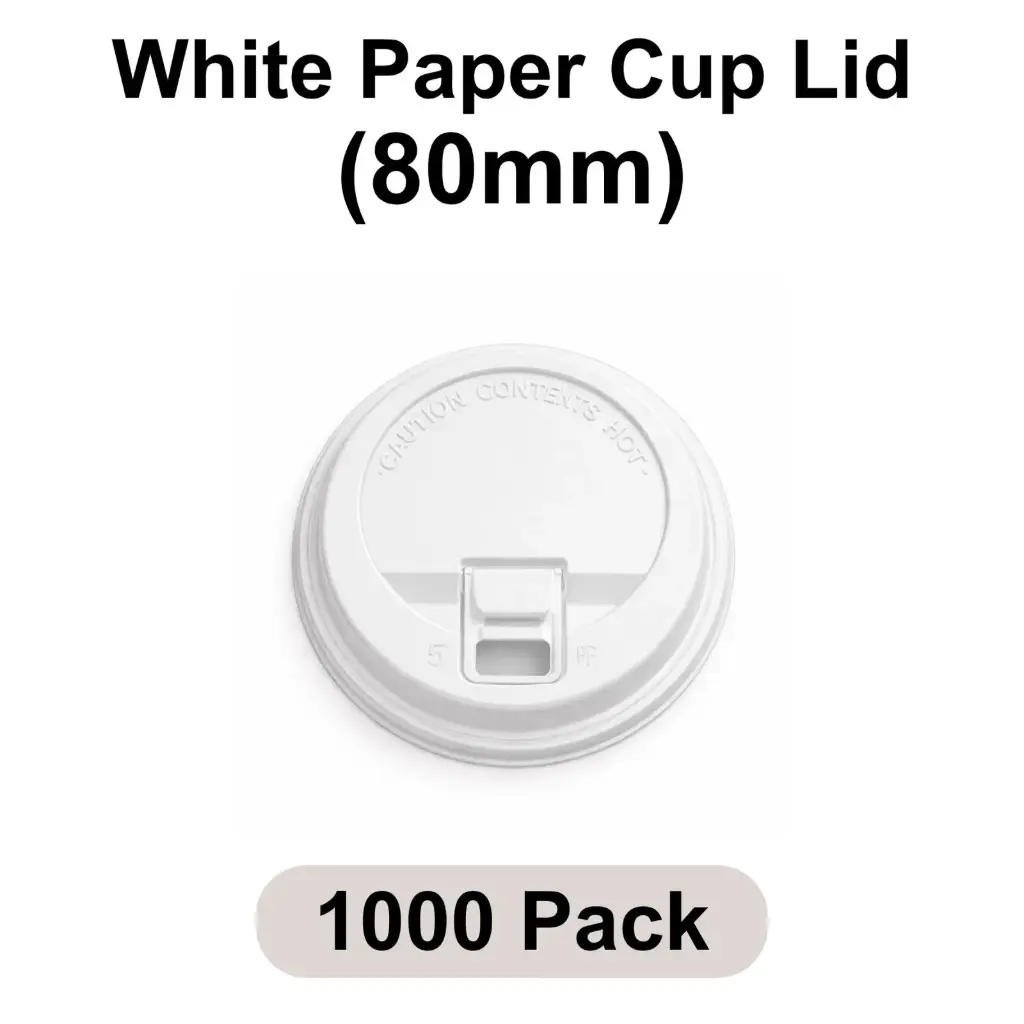 [LI-80-WH] 80 MM Lockable Sipper Lids (White) [1000 pack] HIPS for 8 Oz Paper Cups