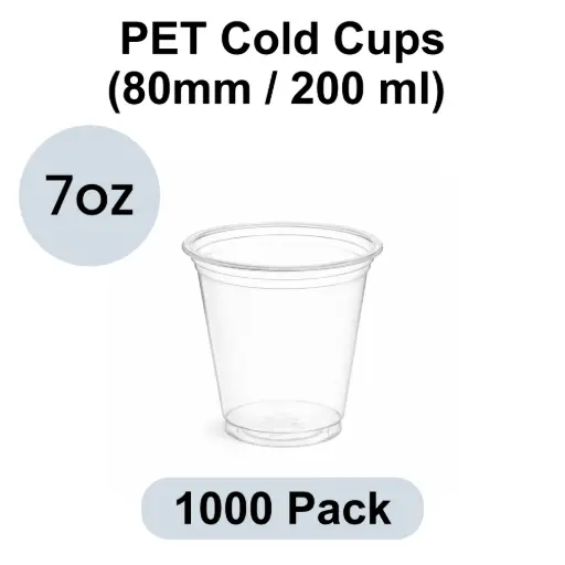 80mm PET Cold Cup 7oz (200ml) Clear 1000pk